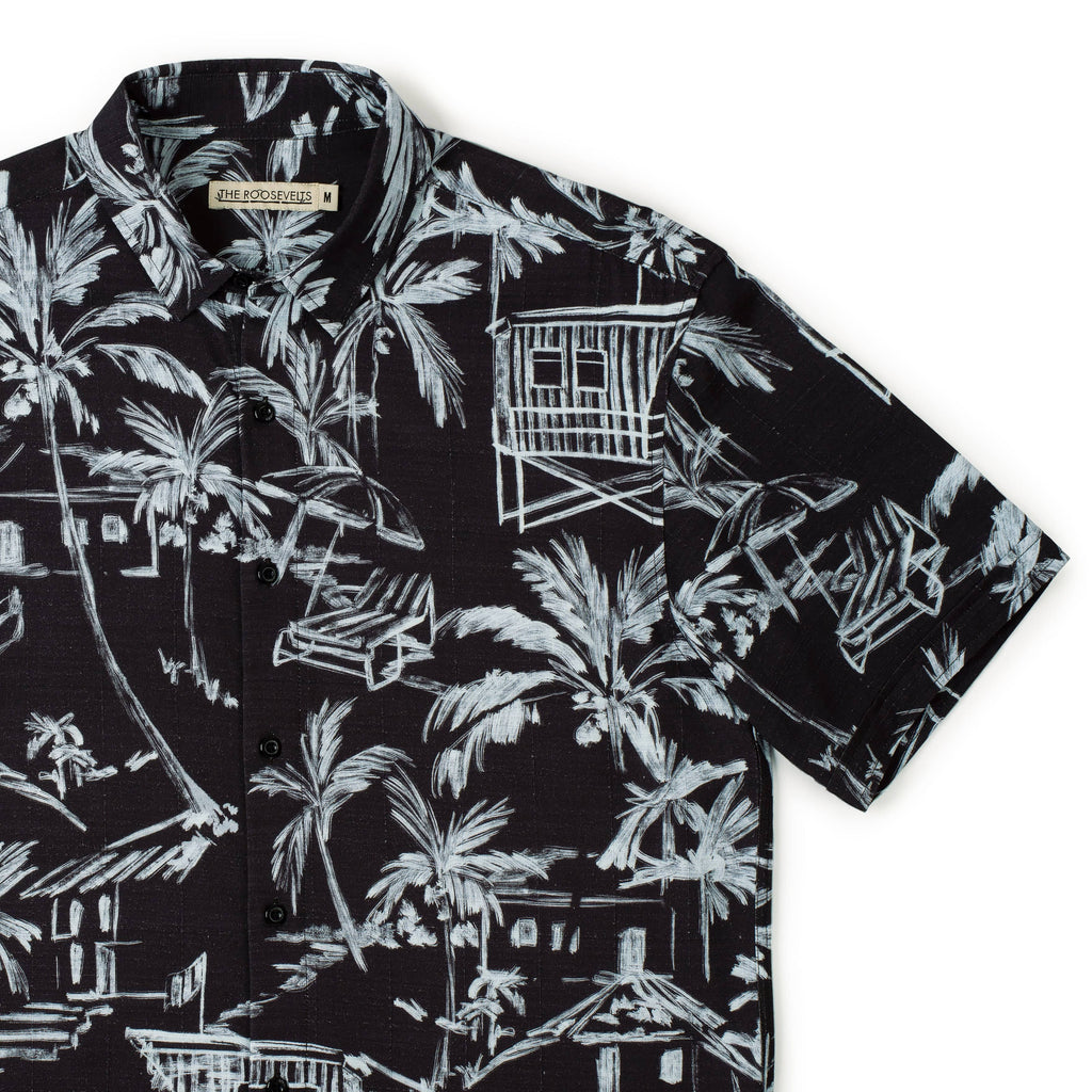 RSVLTS Bungalow Bamboo Short Sleeve Shirt in Black — detail 6