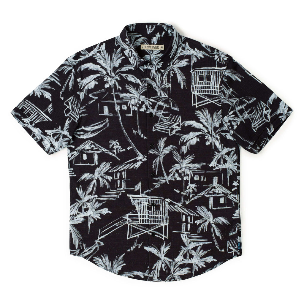 RSVLTS Bungalow Bamboo Short Sleeve Shirt in Black — detail 9