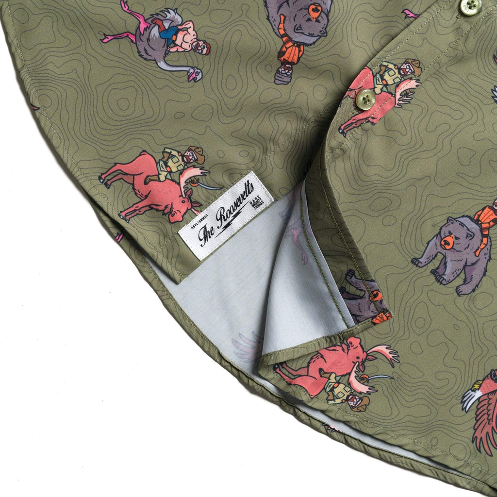 RSVLTS Teddy Riding Things KUNUFLEX Short Sleeve Shirt in Green — detail 7
