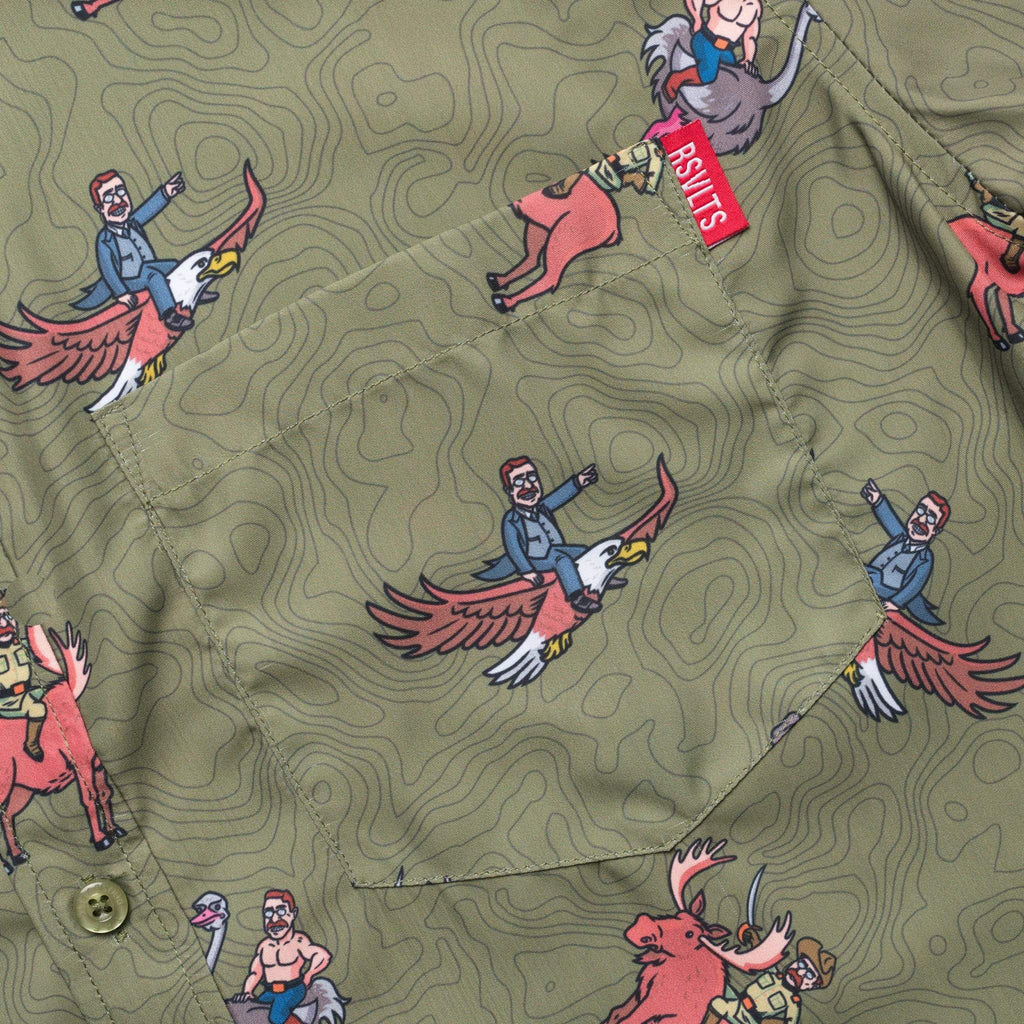 RSVLTS Teddy Riding Things KUNUFLEX Short Sleeve Shirt in Green — detail 5
