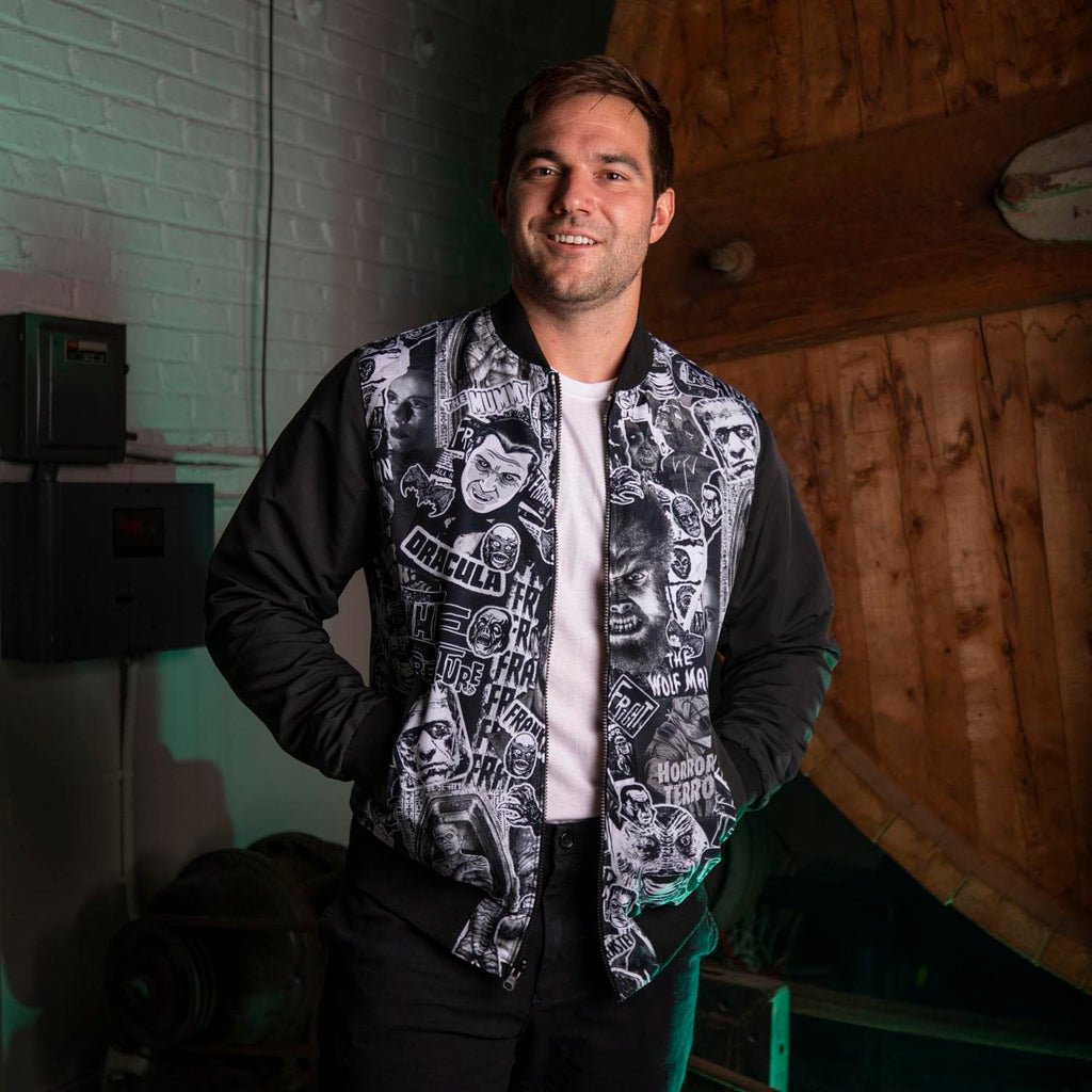 RSVLTS Monster Mashup Reversible Bomber Jacket in Black — detail 7