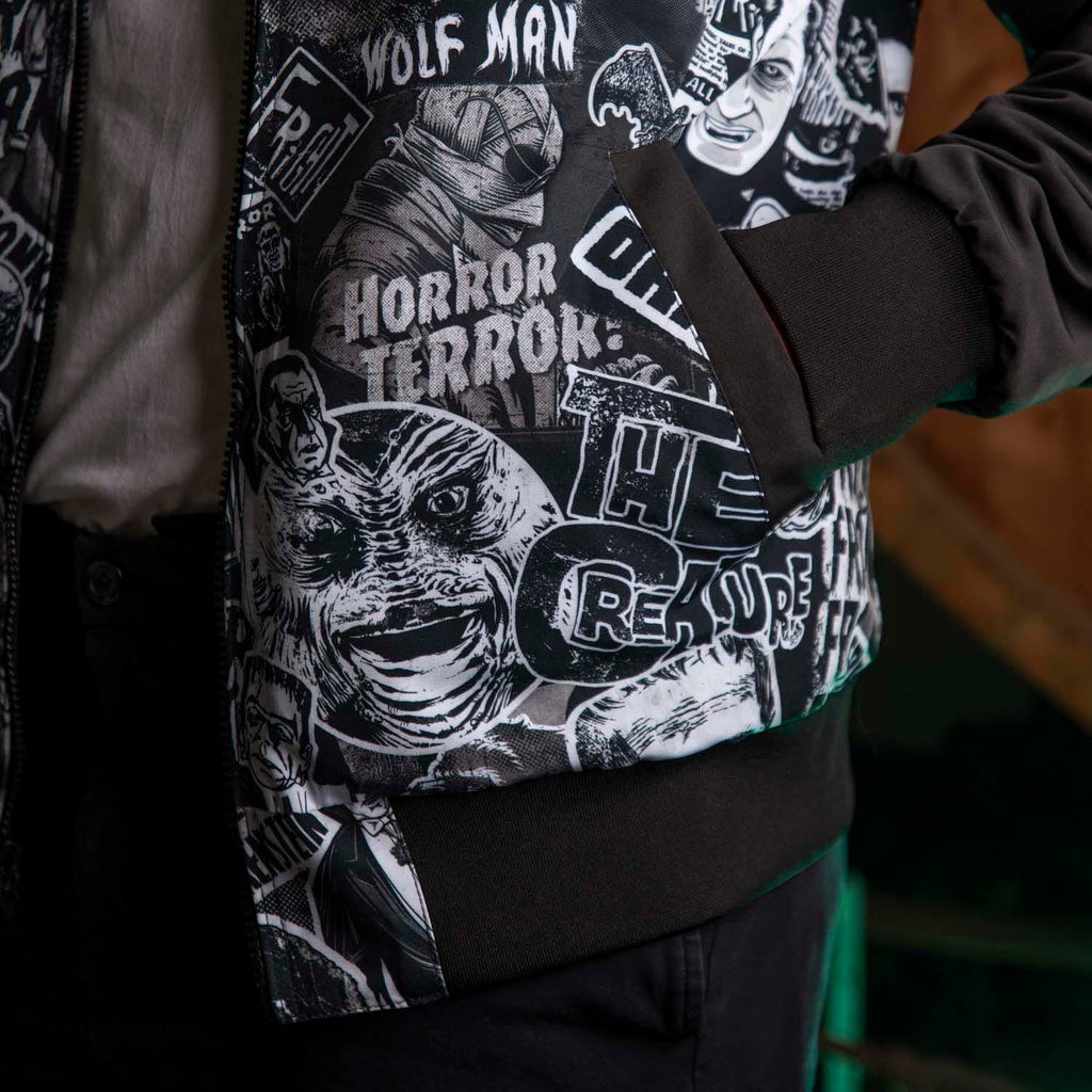 RSVLTS Monster Mashup Reversible Bomber Jacket in Black — detail 8