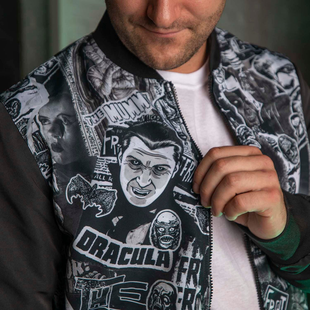 RSVLTS Monster Mashup Reversible Bomber Jacket in Black — detail 9