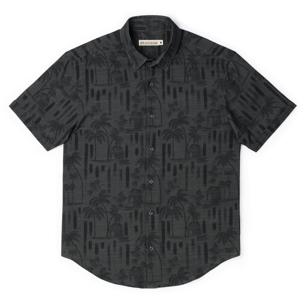 RSVLTS Bula (After Dark) Bamboo Short Sleeve Shirt in Black — detail 7