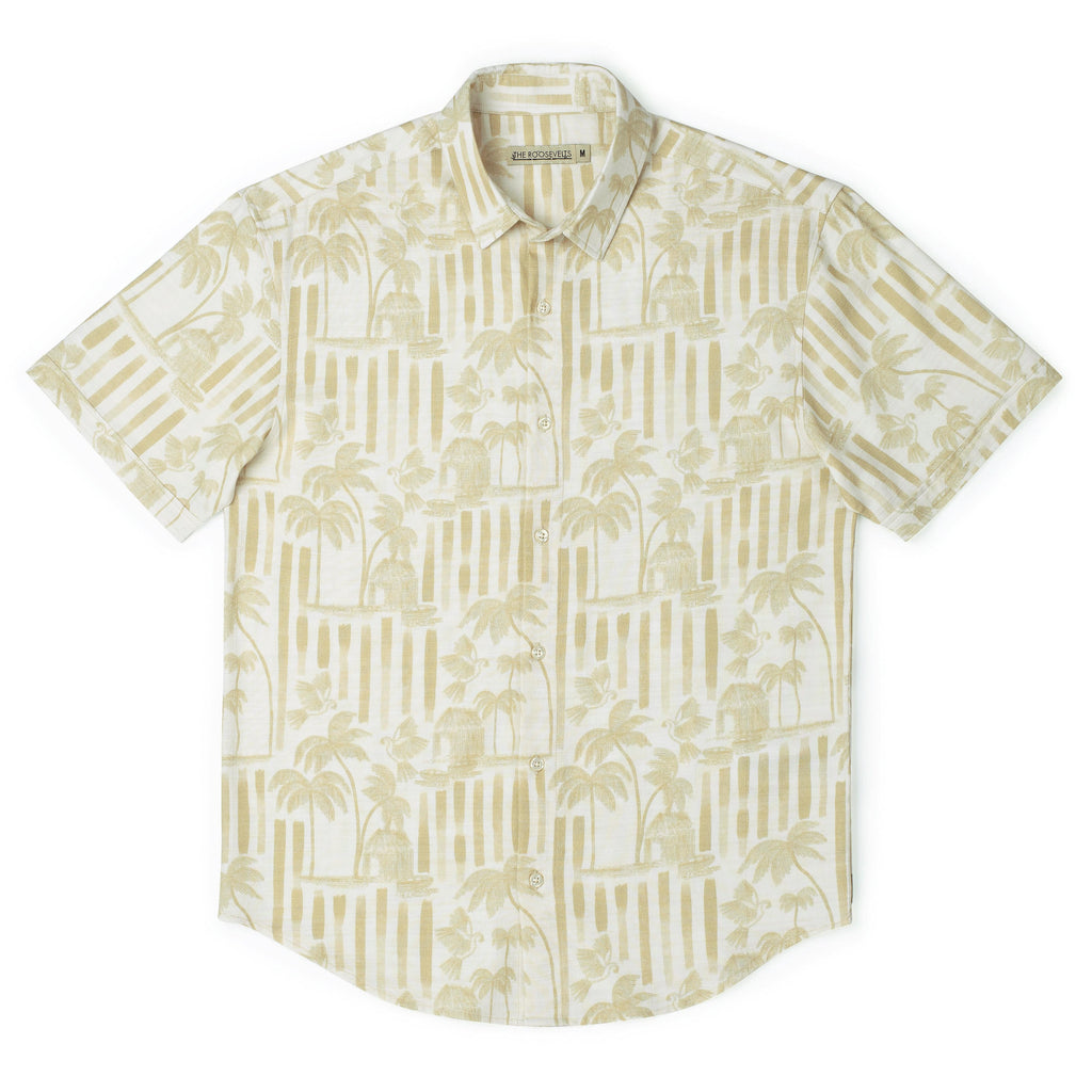 RSVLTS Bula (Gold) Bamboo Short Sleeve Shirt in Neutral — detail 8