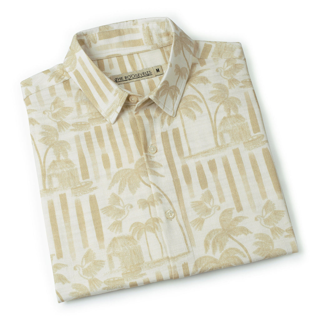 RSVLTS Bula (Gold) Bamboo Short Sleeve Shirt in Neutral — detail 11