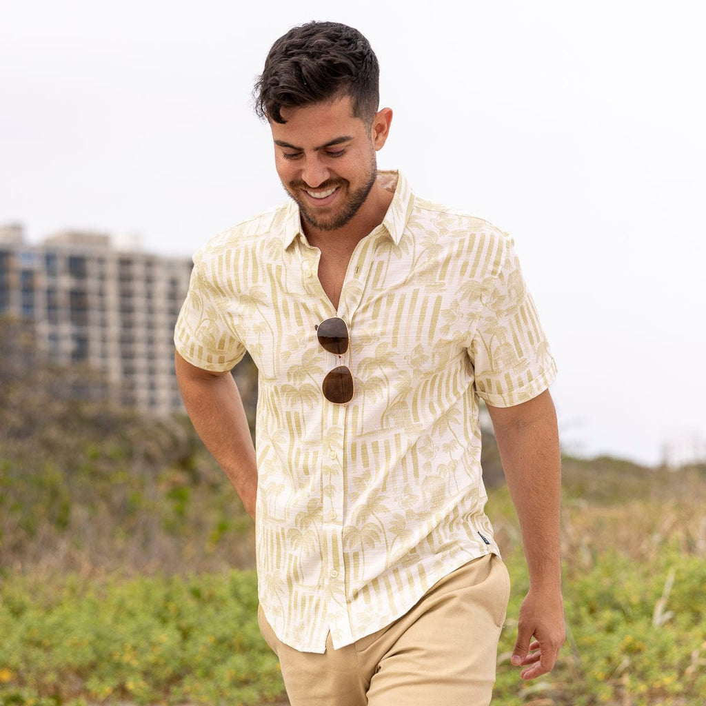 RSVLTS Bula (Gold) Bamboo Short Sleeve Shirt in Neutral — detail 6