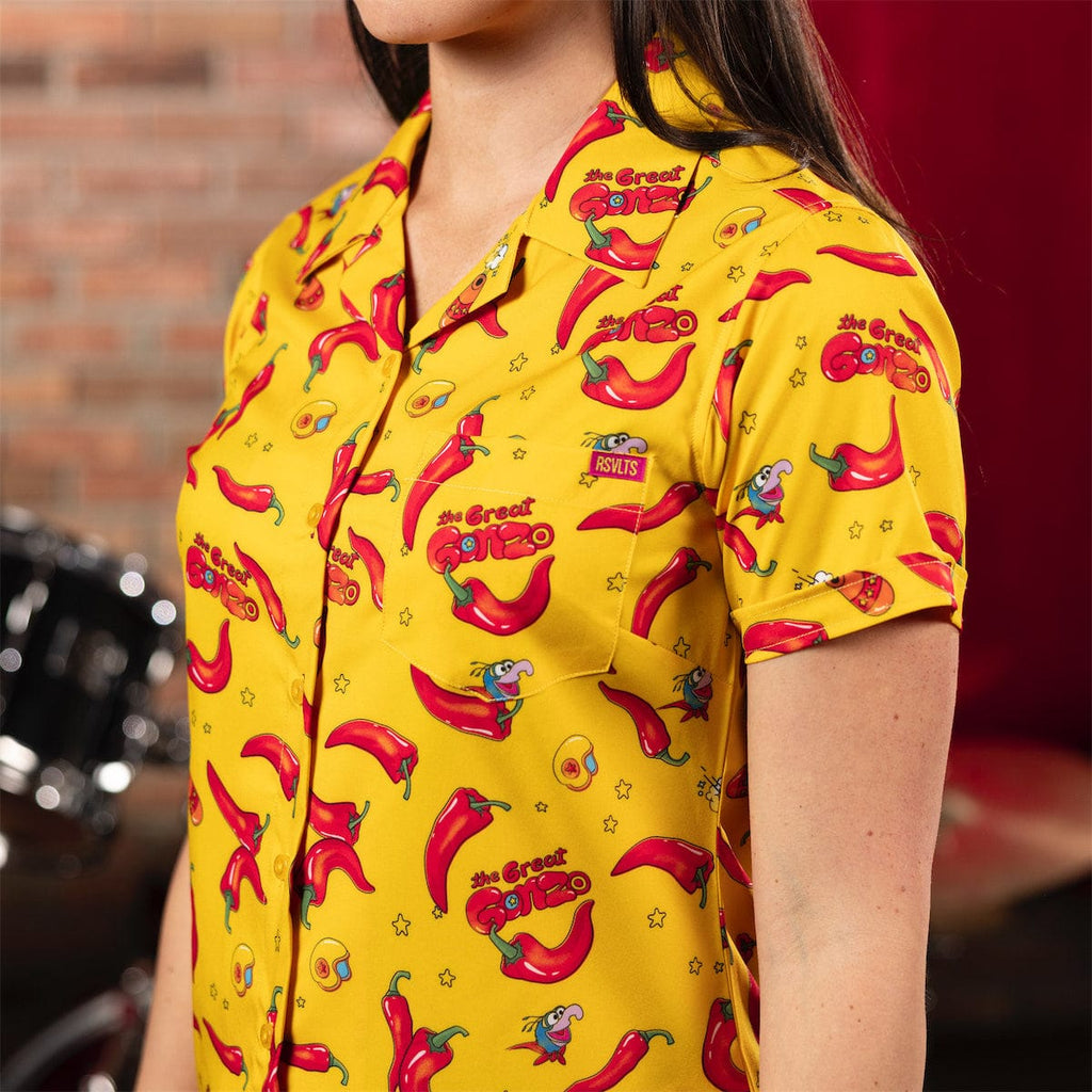 RSVLTS The Great Gonzo Women's KUNUFLEX Short Sleeve Shirt in Red — detail 5