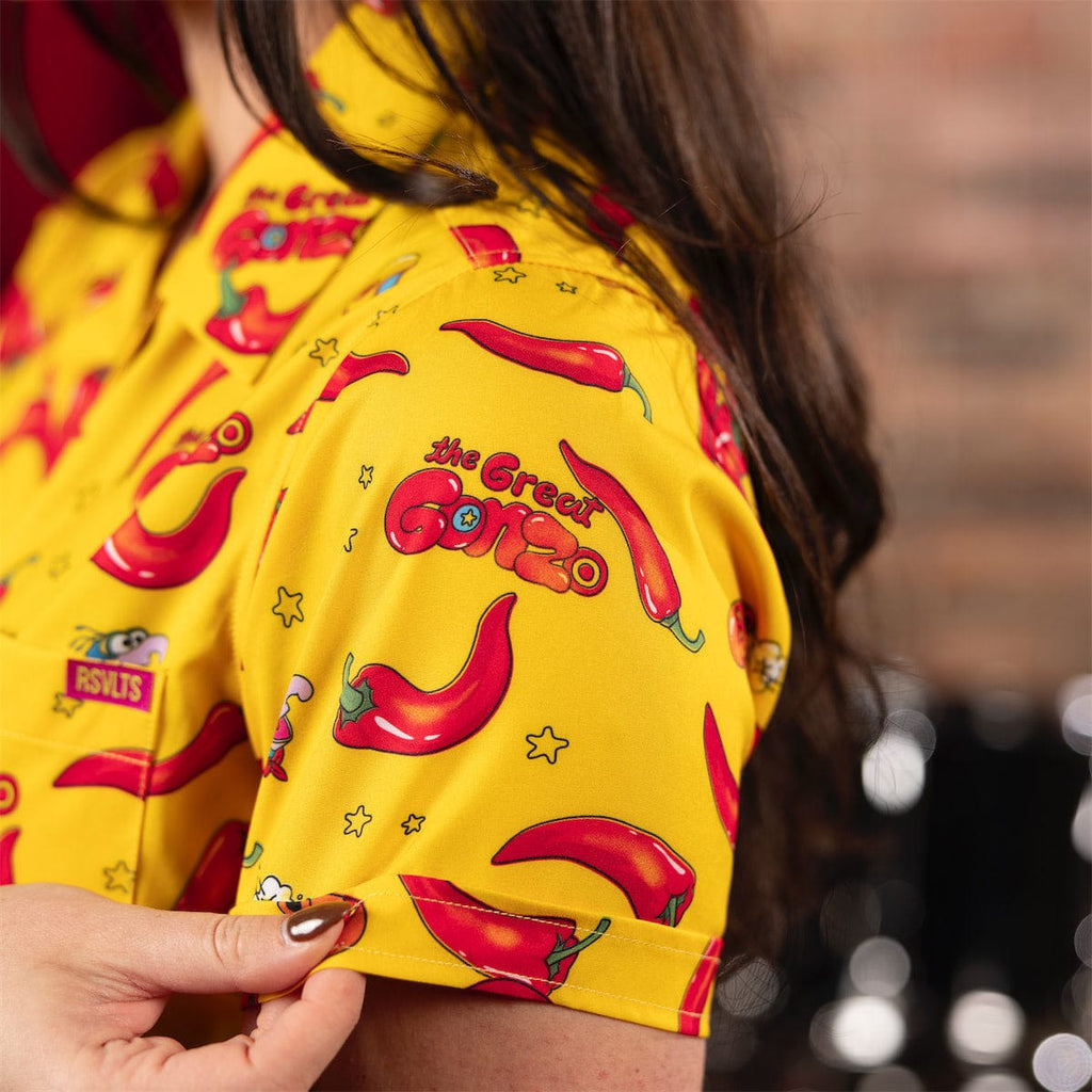 RSVLTS The Great Gonzo Women's KUNUFLEX Short Sleeve Shirt in Red — detail 7