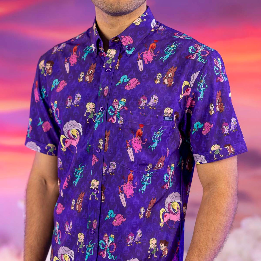 RSVLTS Pain & Panic KUNUFLEX Short Sleeve Shirt in Purple — detail 5