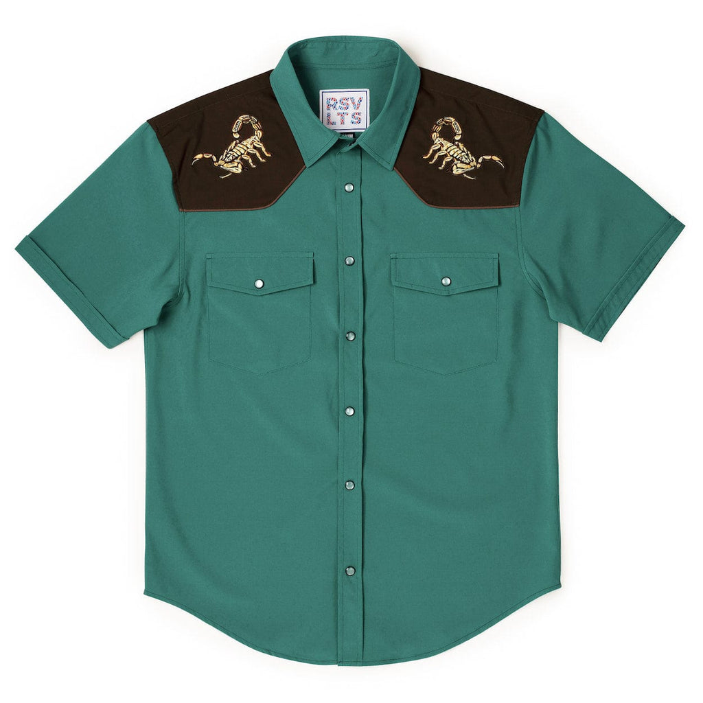 RSVLTS Desert King Roper Short Sleeve Shirt in Green — front view