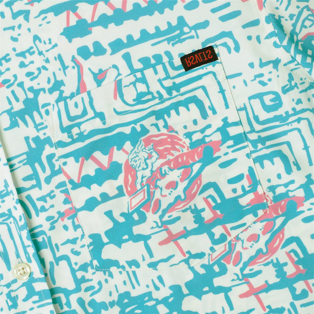 RSVLTS Surfer Boy Pizza KUNUFLEX Short Sleeve Shirt in Blue — detail 9
