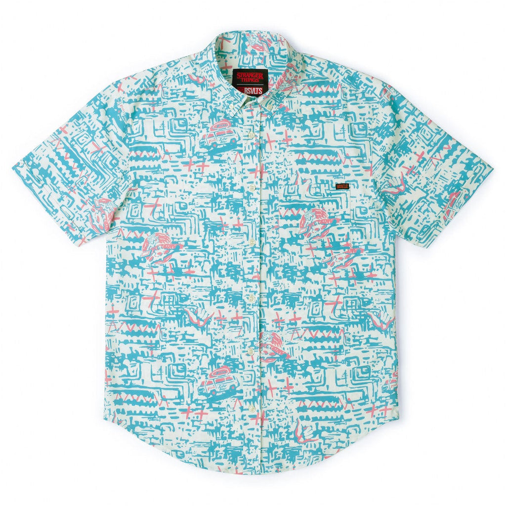 RSVLTS Surfer Boy Pizza KUNUFLEX Short Sleeve Shirt in Blue — detail 11