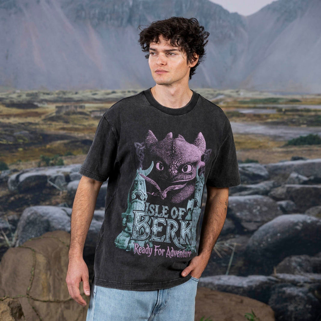 RSVLTS Isle of Berk Vintage Crewneck Tee in Black — detail 3