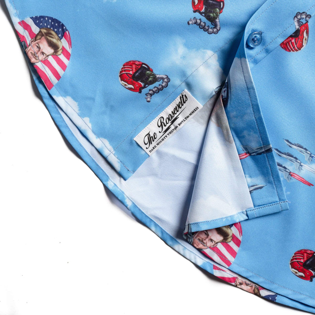 RSVLTS RIP Goose KUNUFLEX Short Sleeve Shirt in Blue — detail 4