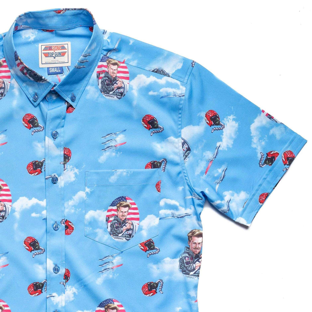 RSVLTS RIP Goose KUNUFLEX Short Sleeve Shirt in Blue — front view