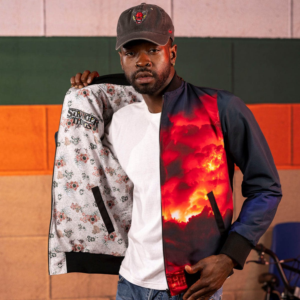 RSVLTS Mind Flayer Mayhem Reversible Bomber Jacket in Blue — detail 7