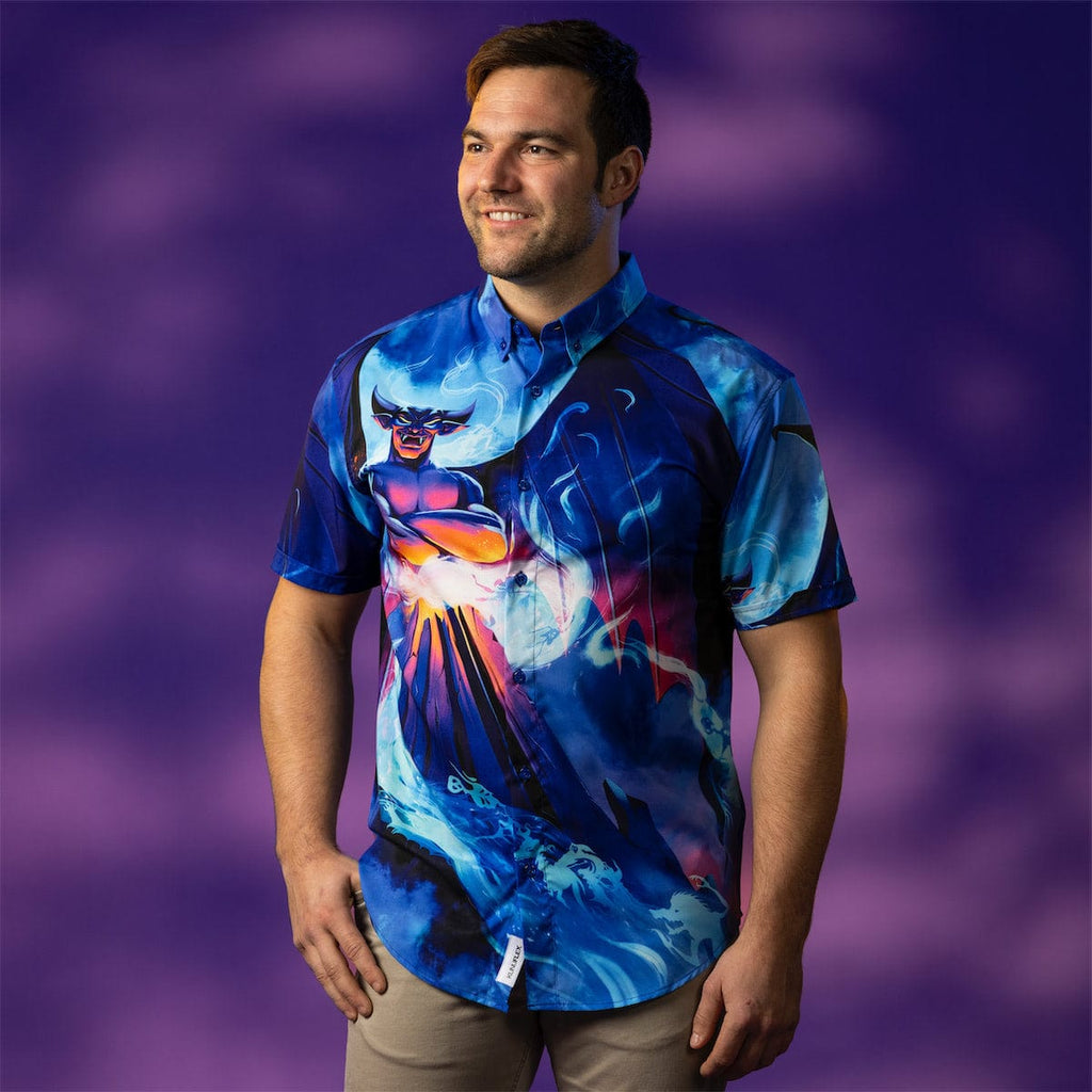 RSVLTS Summit of Evil KUNUFLEX Short Sleeve Shirt in Blue — detail 4
