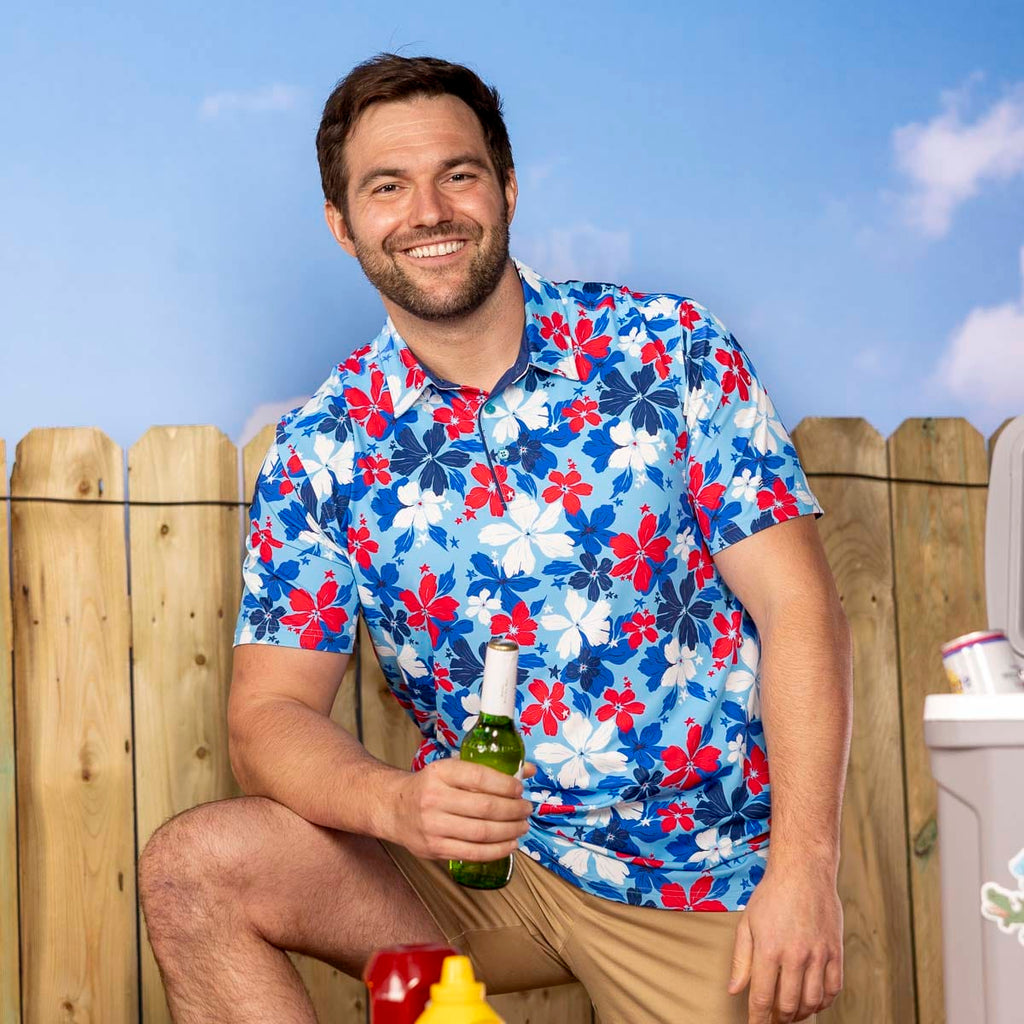RSVLTS Liberty Luau All-Day Polo in Blue — detail 4