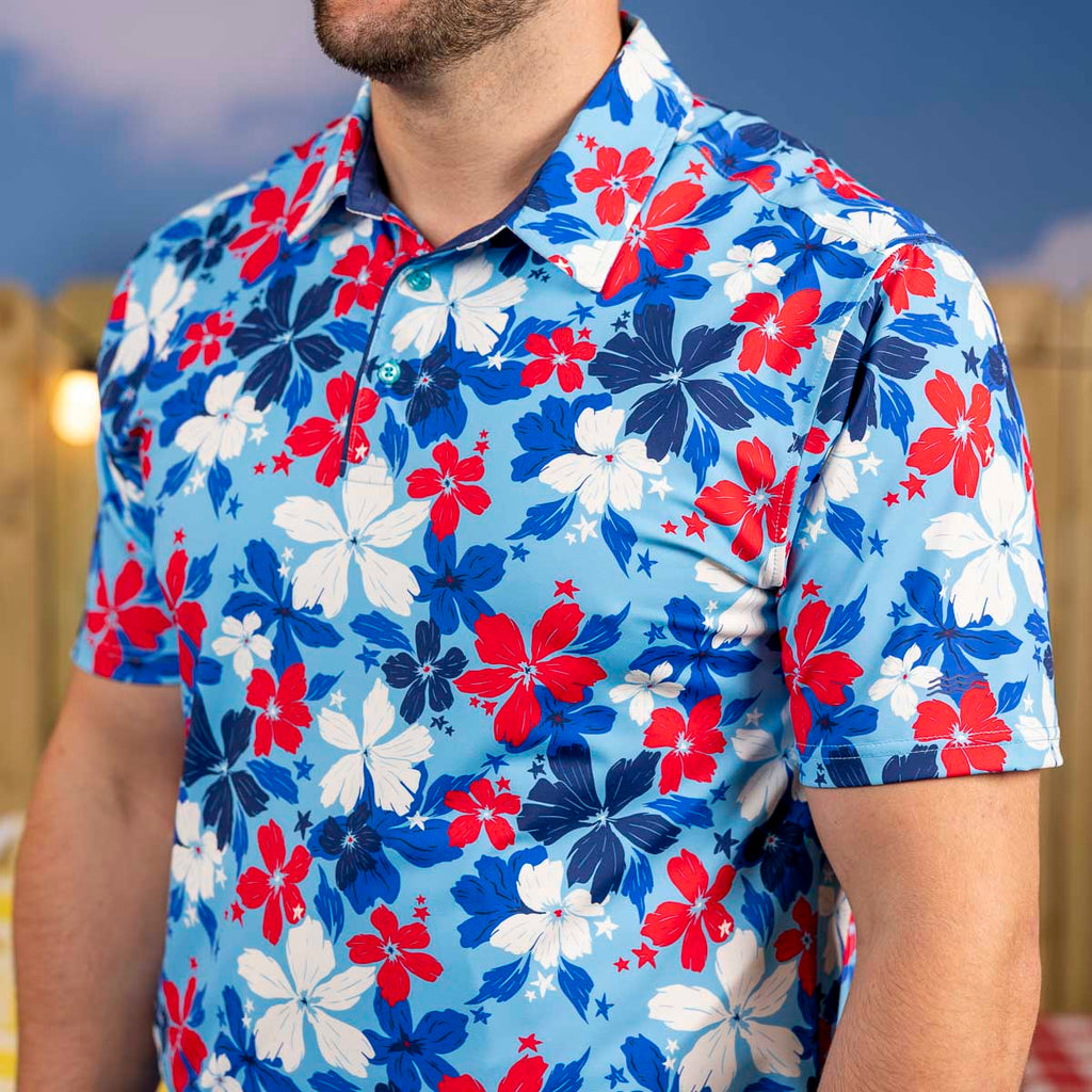 RSVLTS Liberty Luau All-Day Polo in Blue — detail 3