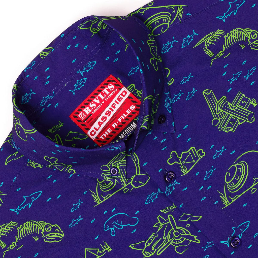 RSVLTS Bermuda Boneyard KUNUFLEX Short Sleeve Shirt in Blue — detail 4