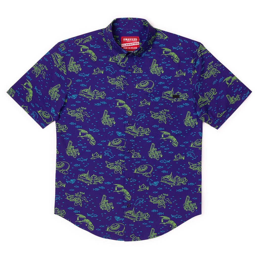 RSVLTS Bermuda Boneyard KUNUFLEX Short Sleeve Shirt in Blue — detail 3