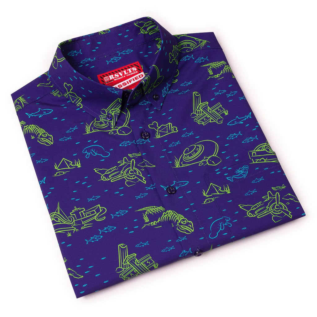 RSVLTS Bermuda Boneyard KUNUFLEX Short Sleeve Shirt in Blue — detail 6
