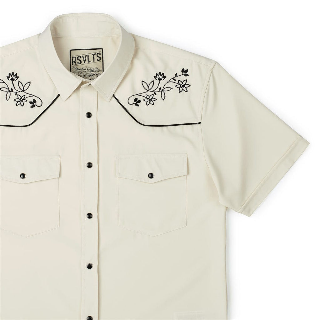 RSVLTS Wayward Plains Roper Short Sleeve Shirt in Neutral — detail 3