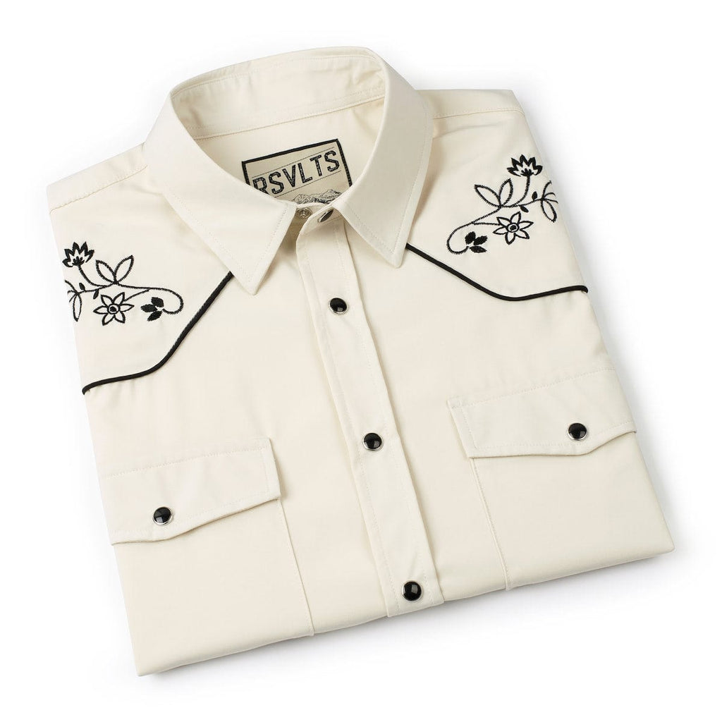 RSVLTS Wayward Plains Roper Short Sleeve Shirt in Neutral — detail 12