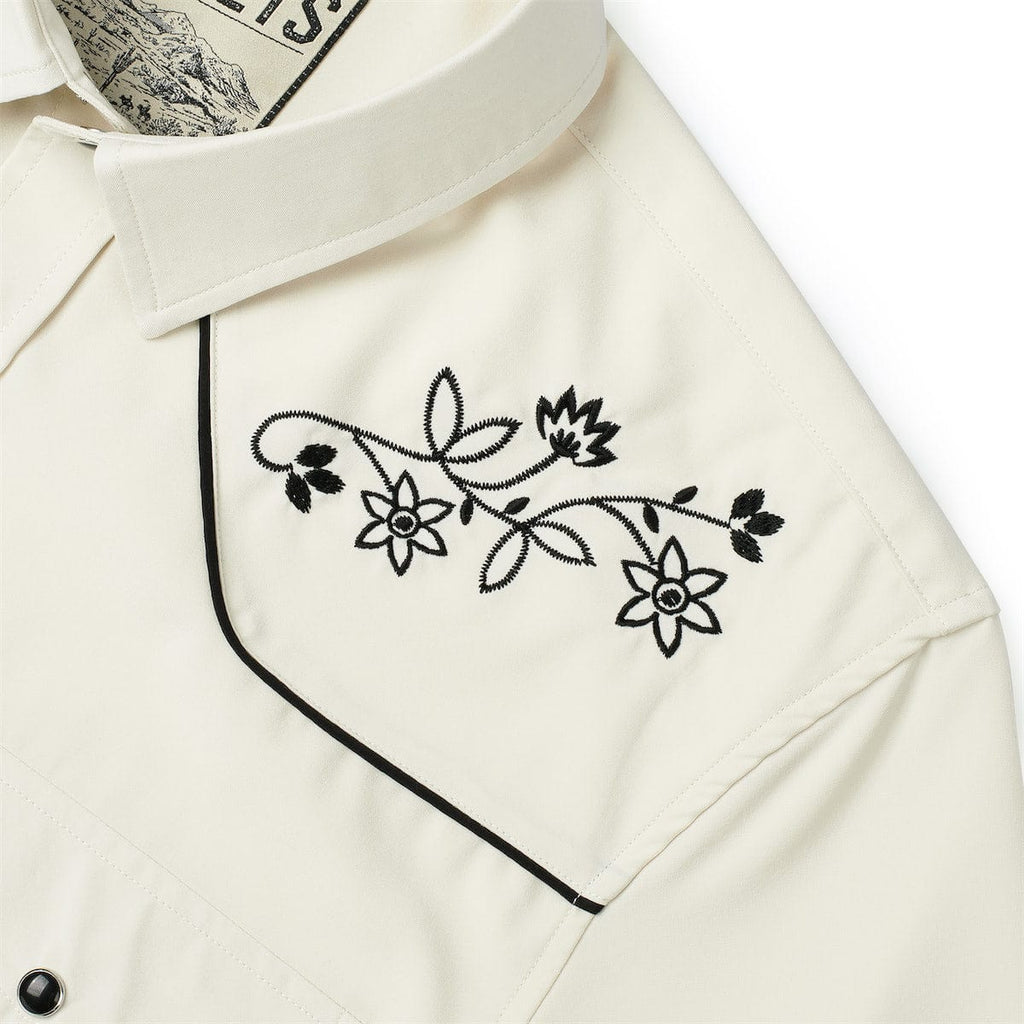 RSVLTS Wayward Plains Roper Short Sleeve Shirt in Neutral — detail 11