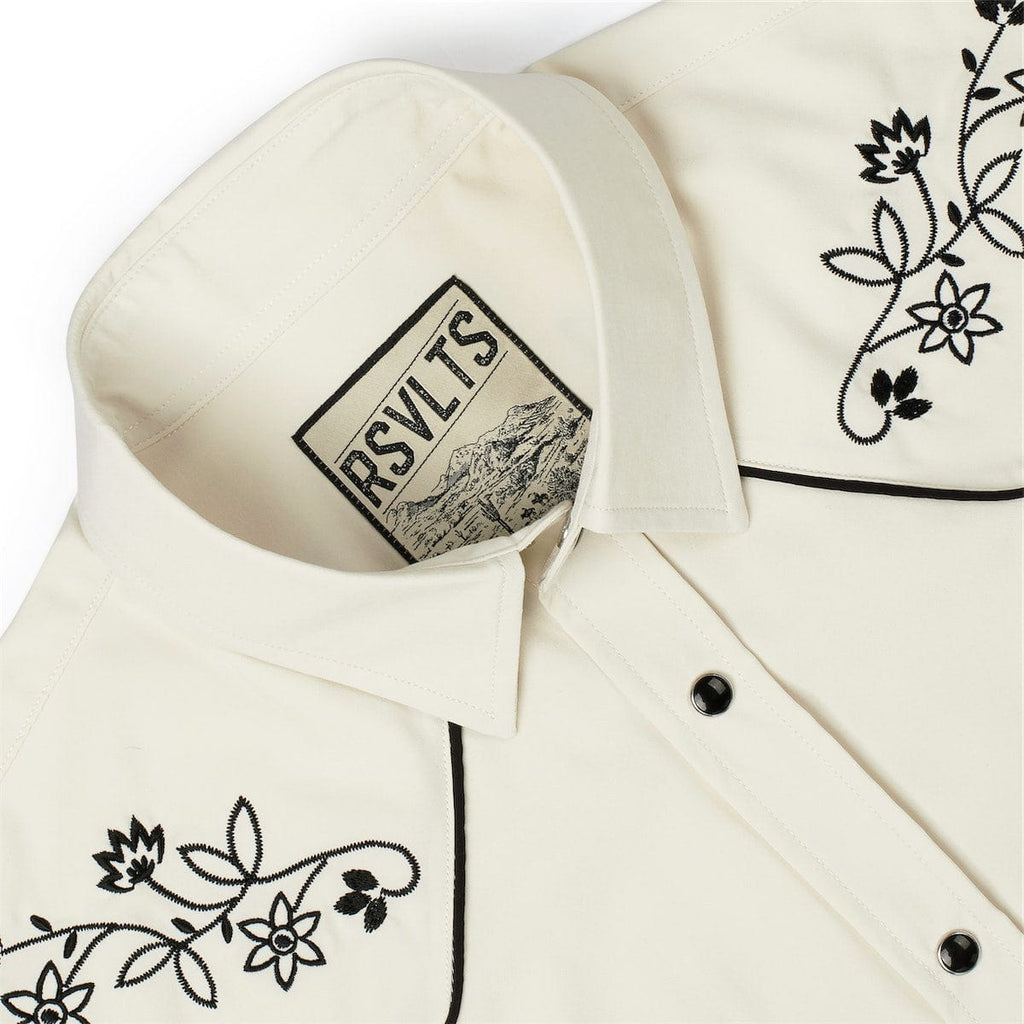 RSVLTS Wayward Plains Roper Short Sleeve Shirt in Neutral — detail 7