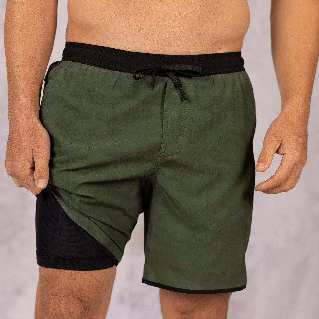 RSVLTS Covert Camo V2 Lined Training Shorts in Green — detail 2
