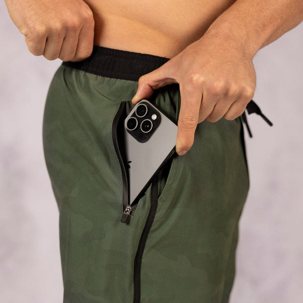 RSVLTS Covert Camo V2 Lined Training Shorts in Green — detail 4