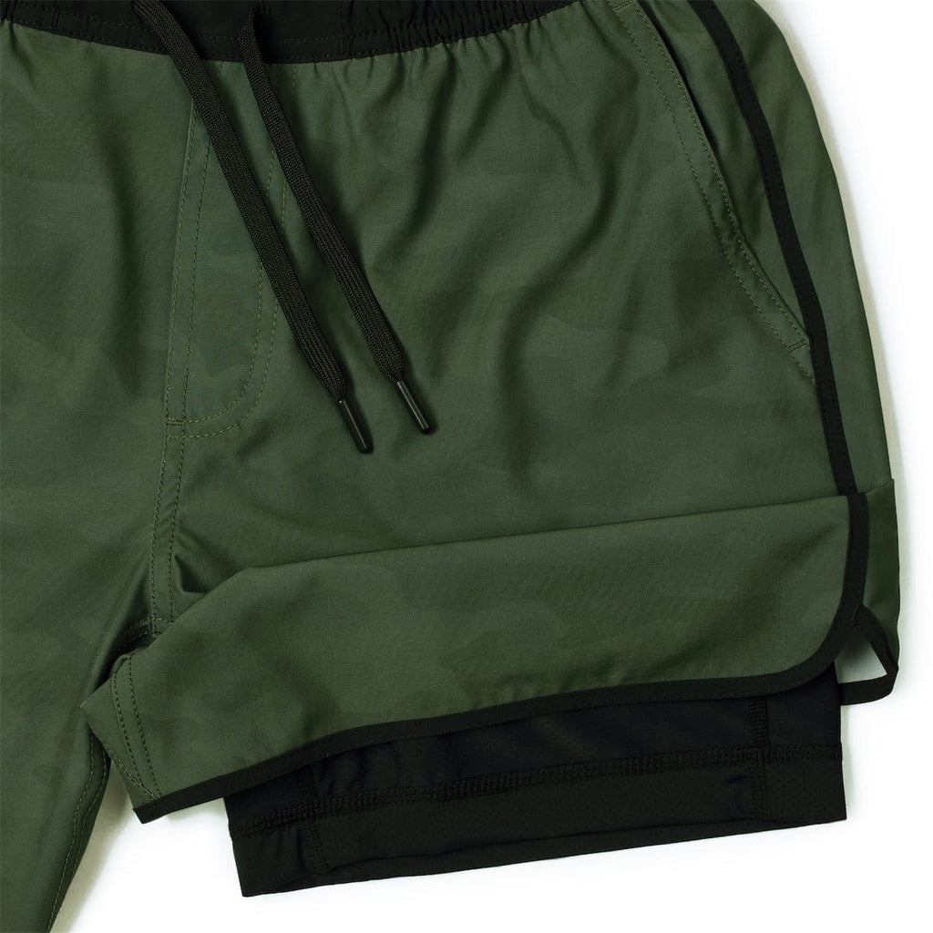 RSVLTS Covert Camo V2 Lined Training Shorts in Green — detail 5
