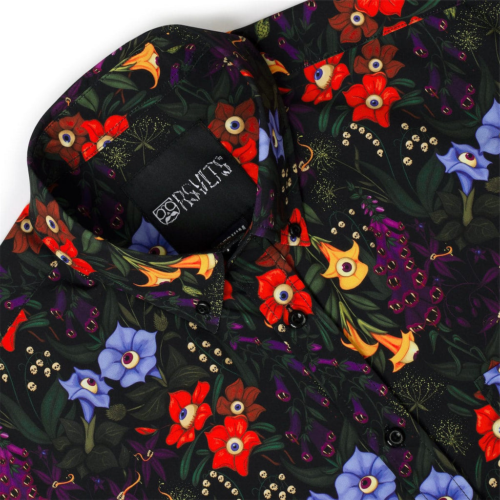 RSVLTS Freaky Flowers KUNUFLEX Short Sleeve Shirt in Black — detail 7