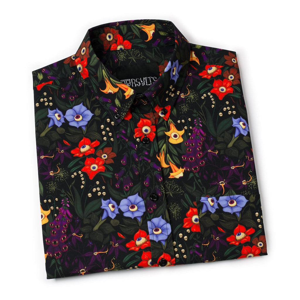 RSVLTS Freaky Flowers KUNUFLEX Short Sleeve Shirt in Black — detail 8