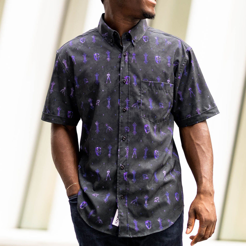 RSVLTS Vibranium Chief KUNUFLEX Short Sleeve Shirt in Black — detail 3