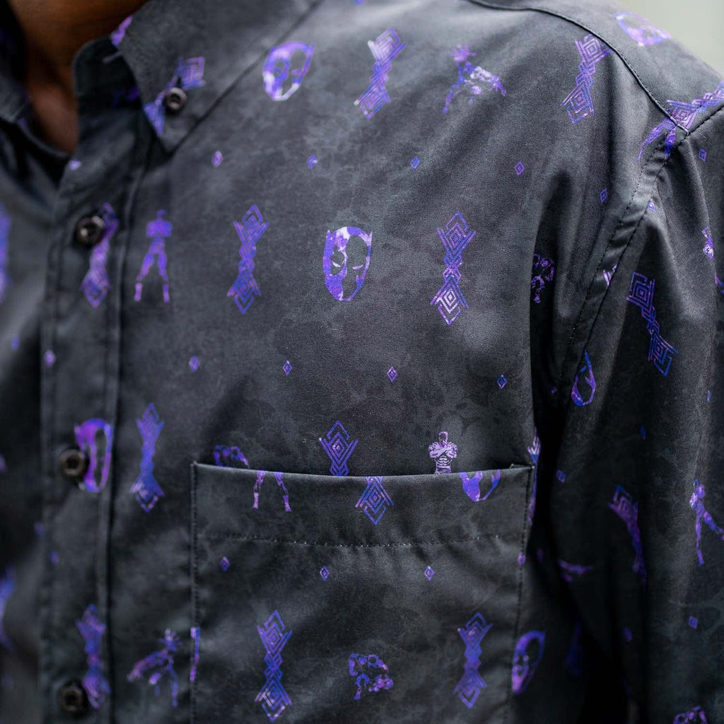 RSVLTS Vibranium Chief KUNUFLEX Short Sleeve Shirt in Black — detail 5