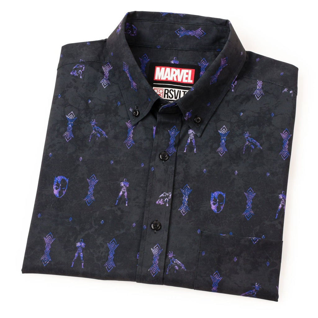 RSVLTS Vibranium Chief KUNUFLEX Short Sleeve Shirt in Black — detail 9