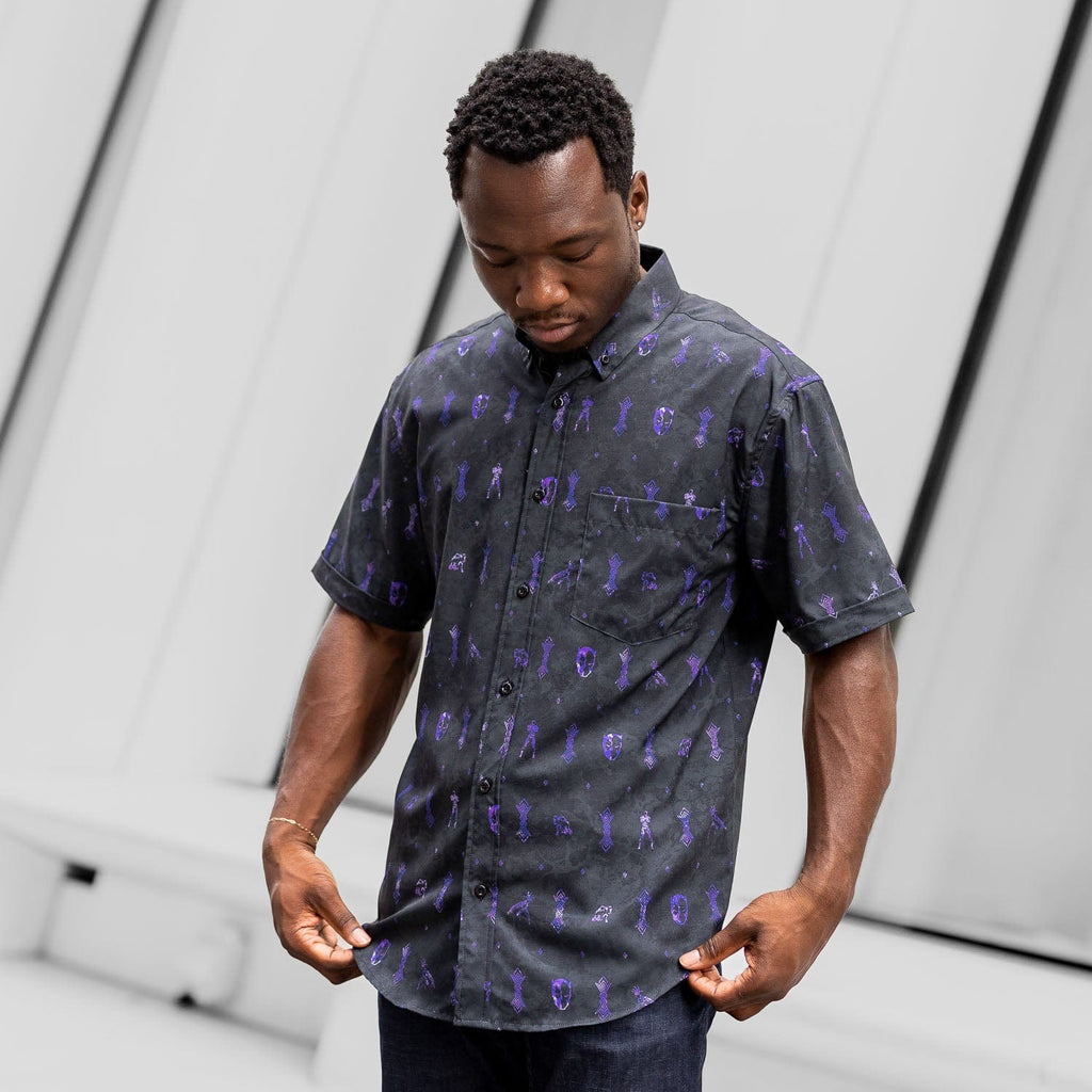 RSVLTS Vibranium Chief KUNUFLEX Short Sleeve Shirt in Black — detail 7