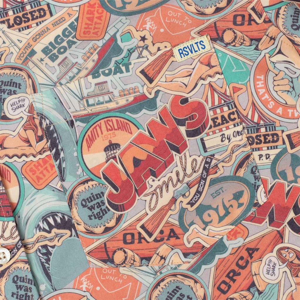 RSVLTS Greetings from Amity KUNUFLEX Short Sleeve Shirt in Multicolor — detail 6