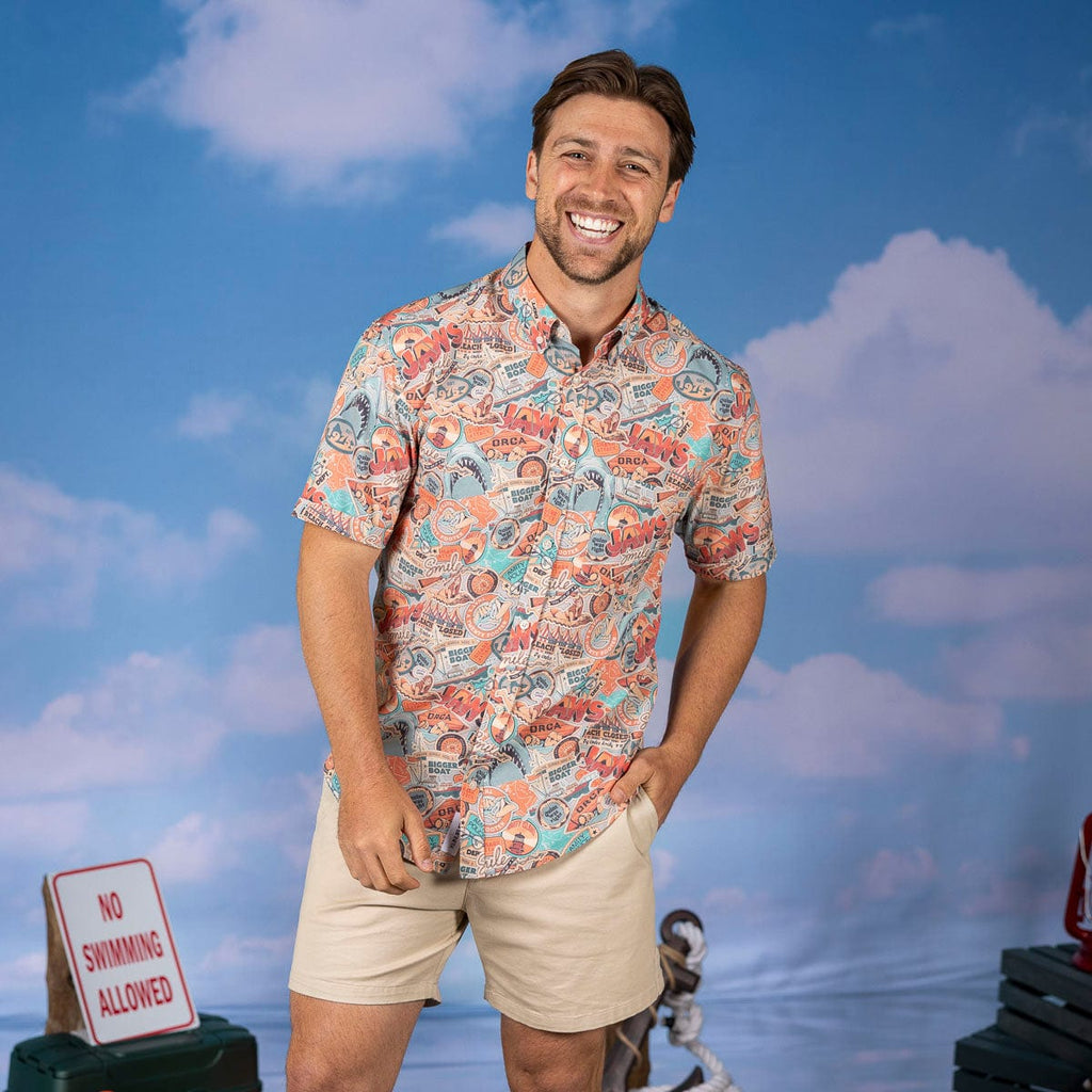 RSVLTS Greetings from Amity KUNUFLEX Short Sleeve Shirt in Multicolor — detail 5