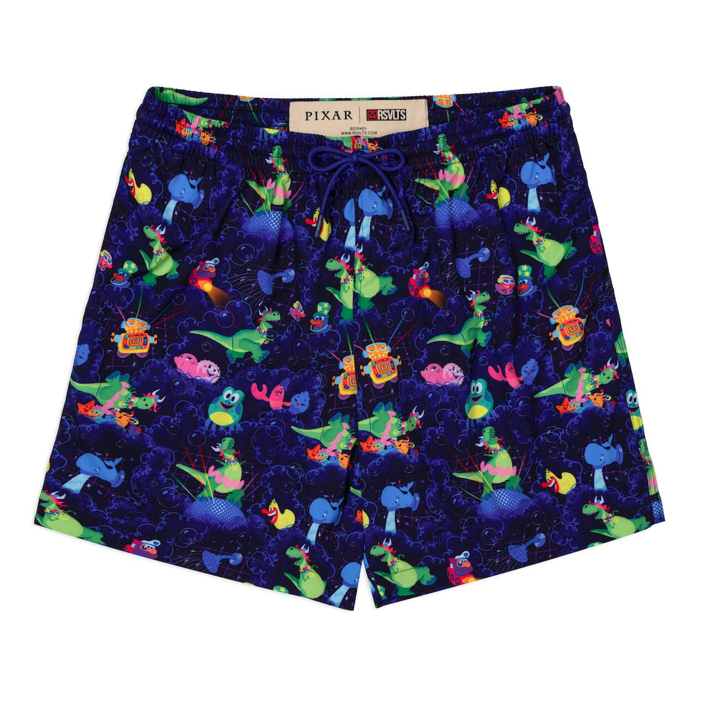 RSVLTS Partysaurus Rex Hybrid Shorts in Purple — front view