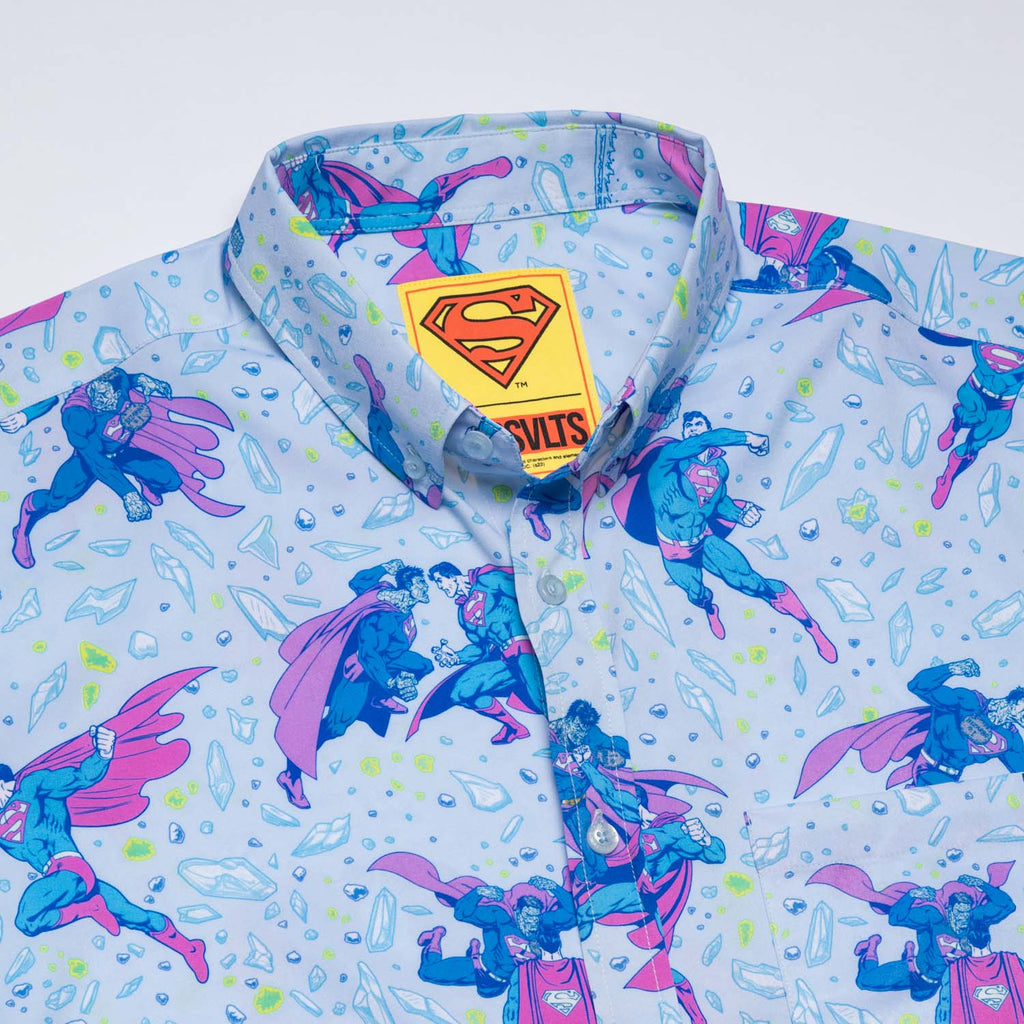 RSVLTS Superman vs. Bizarro KUNUFLEX Short Sleeve Shirt in Blue — detail 12