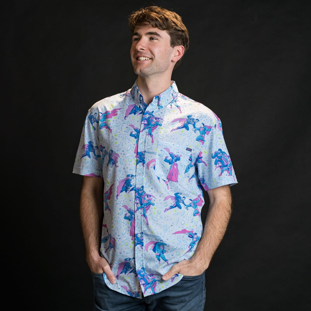RSVLTS Superman vs. Bizarro KUNUFLEX Short Sleeve Shirt in Blue — detail 9