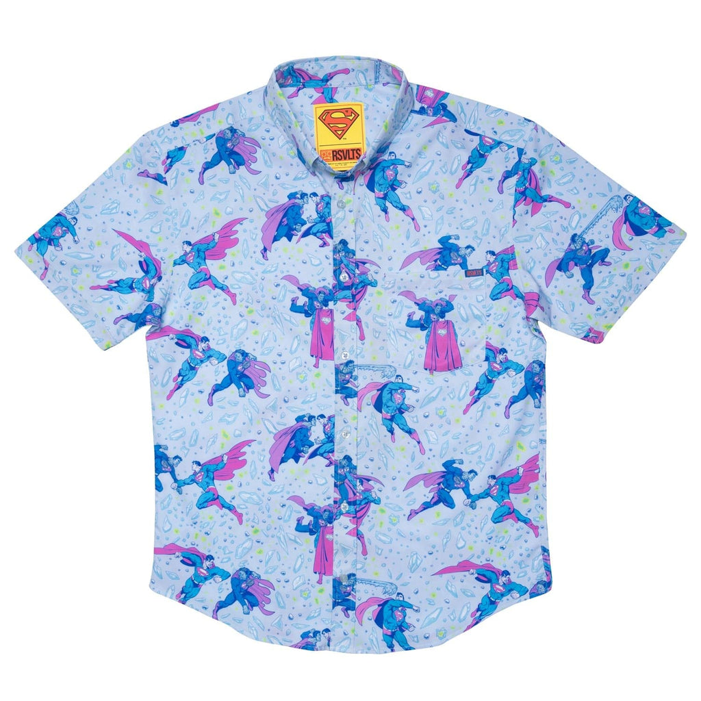 RSVLTS Superman vs. Bizarro KUNUFLEX Short Sleeve Shirt in Blue — detail 5
