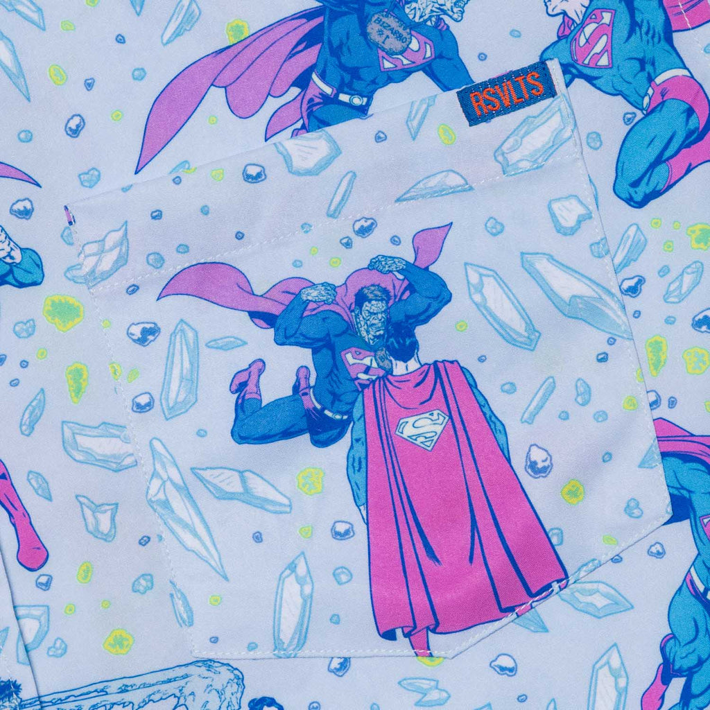 RSVLTS Superman vs. Bizarro KUNUFLEX Short Sleeve Shirt in Blue — detail 8