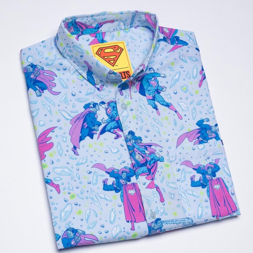 RSVLTS Superman vs. Bizarro KUNUFLEX Short Sleeve Shirt in Blue — detail 13