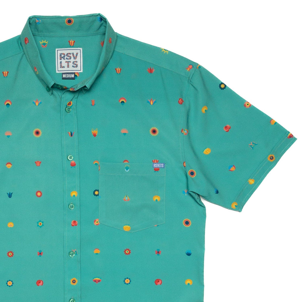 RSVLTS Prado KUNUFLEX Short Sleeve Shirt in Green — front view