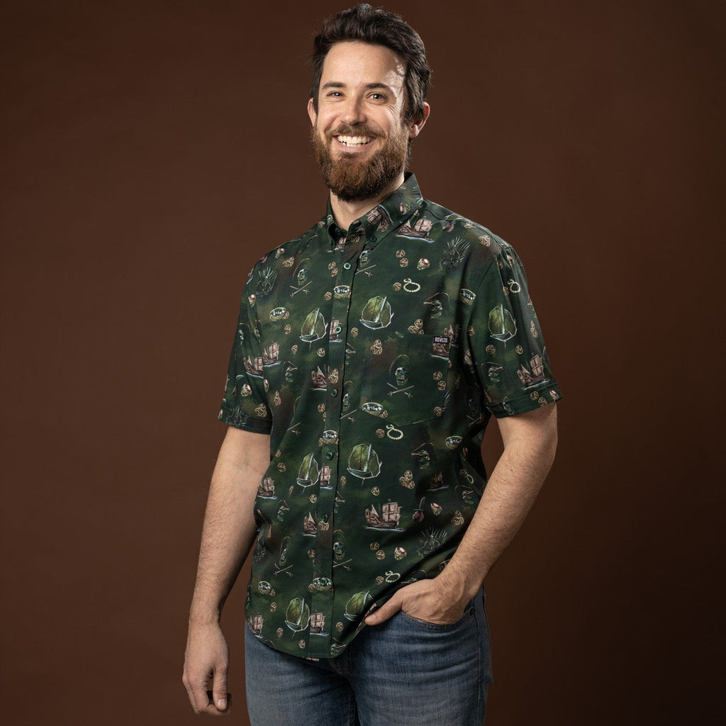 RSVLTS Ye Intruders Beware KUNUFLEX Short Sleeve Shirt in Green — detail 6